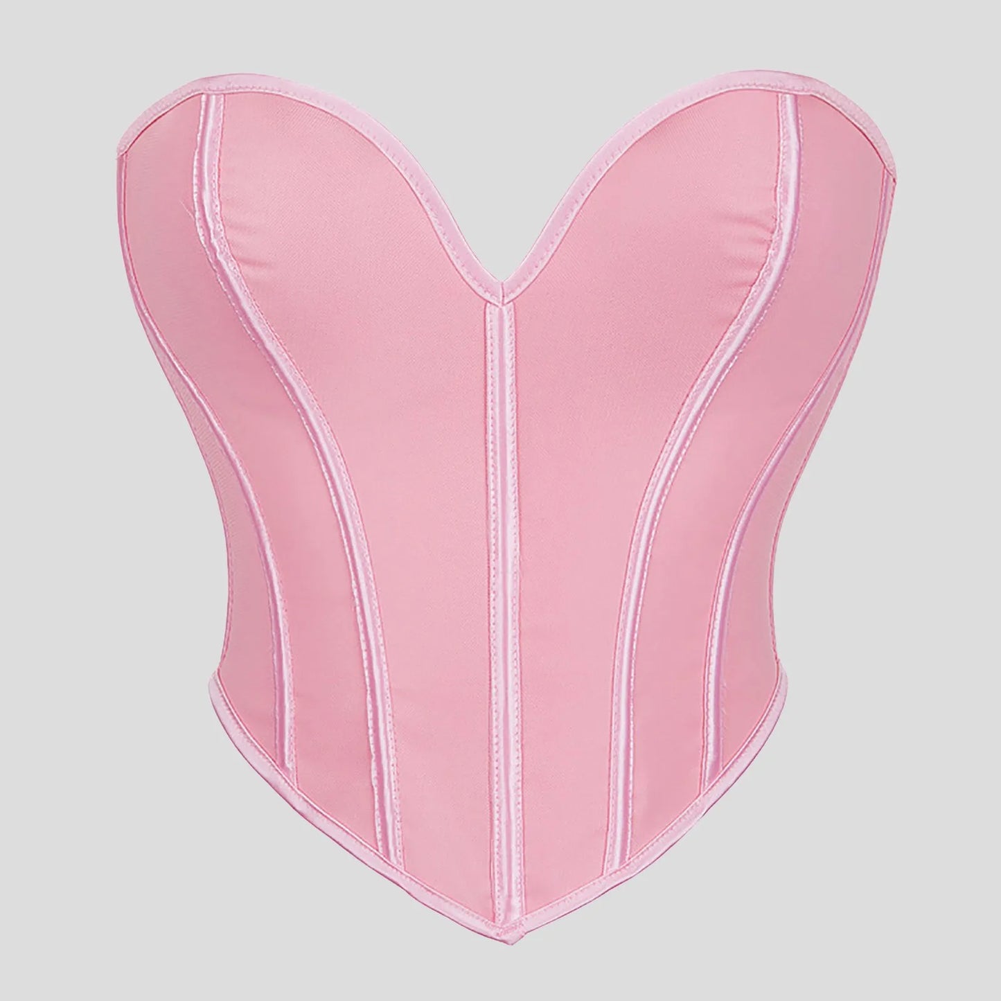 Women'S Strapless Solid Bustier Corset Fishbone Push Up Waist Trainer Crop Tops Sleeveless Backless Padded Bandeau Bikini Top