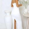 Sexy Damen Langes Kleid Raffiniert Ärmellos Schmal Uni Sommer Party Rückenschlitz Kleid Clubwear Weibliche Vestido Outfits
