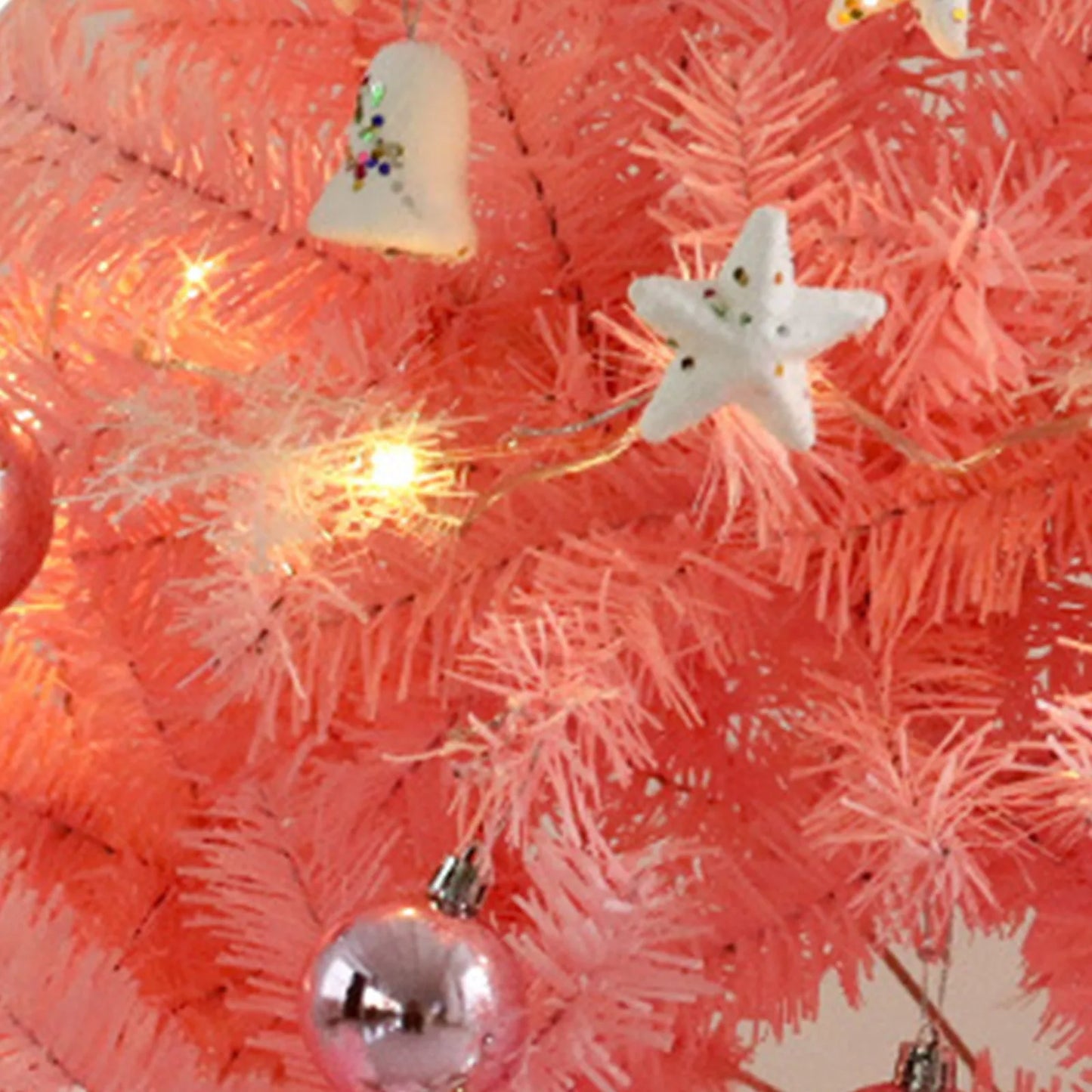 Hot Sale 45/60cm Christmas Tree With lights White/Pink Christmas Tree With Star Christmas Miniature Pine With Ornaments