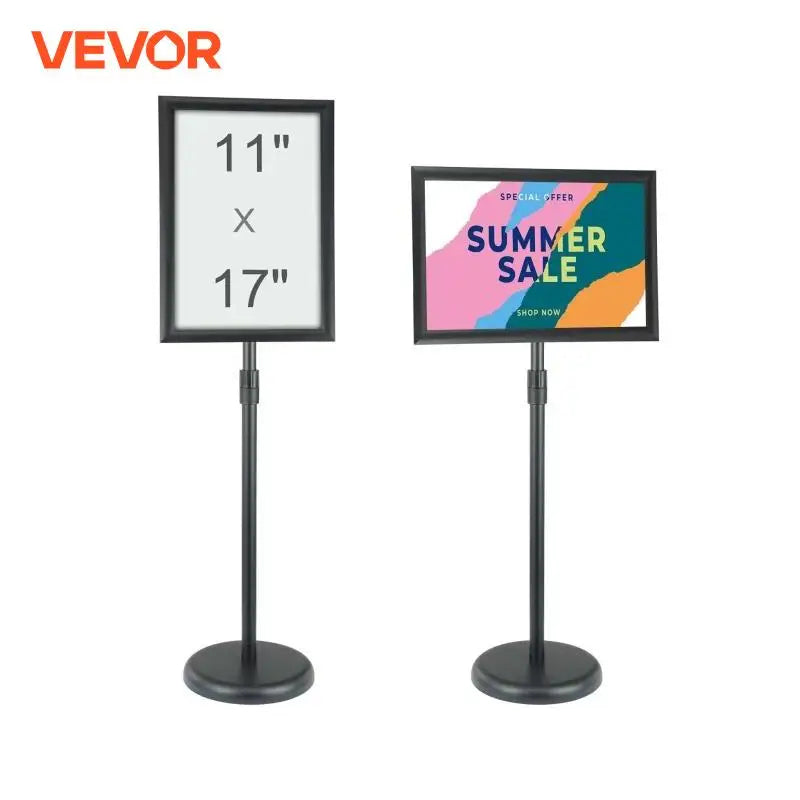 VEVOR Pedestal Sign Holder Vertical & Horizontal Adjustable Heavy-Duty Floor Poster Stand for Display Advertisement and Outdoor