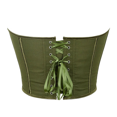 Women'S Strapless Solid Bustier Corset Fishbone Push Up Waist Trainer Crop Tops Sleeveless Backless Padded Bandeau Bikini Top