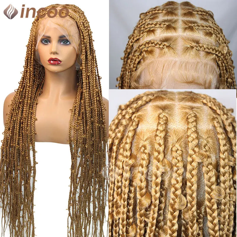 36 Zoll Synthetische Spitze Geflochtene Perücken Schmetterlingszöpfe Spitzenperücke für schwarze Frauen Zopfperücken im Ausverkauf Box Braids Spitzenperücke