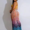 Neue Gradient Strass Tie-Dye Print Neckholder Meerjungfrau Lange Kleider Damen Rückenfrei Ärmellos Schmal Geburtstagsparty Abschlussball Vestidos