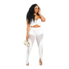 Mode Damen-Set Tunika Crop Top und Schlaghose mit geschlitztem Saum Mesh-Patchwork 2024 Streetwear Zweiteiliges Outfit Trainingsanzug