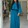 Frühlingskleidung für Damen, 2-teilige Sets Damen-Outfit, Laternenärmel-Anzug mit weiter Hose und Top, High Street Elegante Damen-Sets