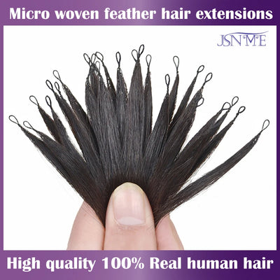 JSNME Micro Feather neue Haarverlängerungen 100 % Echthaar Natur Komfort Unsichtbar 14-28 Zoll Schwarz Braun Blond 613 Farbe
