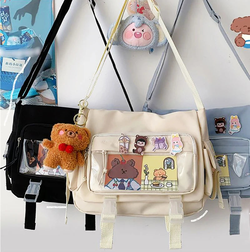 Y2K Waterproof Canvas School Bags Messenger Bag Women Handbags Student Shoulder Bag Fashion Large Capacity Crossbody Bag Itabag