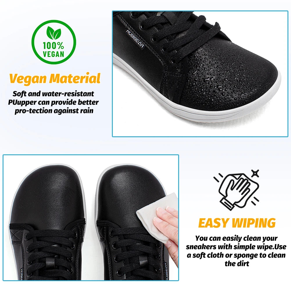 HOBIBEAR Minimalistische Schuhe für Herren und Damen, weite Zehenbox, Barfuß-Schuhe, Zero Drop, Freizeit-Sneaker aus Kunstleder, leichte Walking-Sneaker