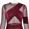 Articat Elegantes Mesh-Patchwork Langarm-Bodycon Party Club Abendkleid Sexy Doppellagiges Perspektivkleid Herbstkleidung