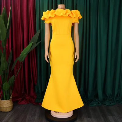 Elegante lange Kleider für Damen, schulterfrei, kurzärmelig, Meerjungfrauen-Stil, bodenlang, luxuriöses Abendkleid für Geburtstagsfeiern