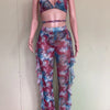 Bra+tassel Pants Suit  2 Piece Set Women Hot Pink Swimsuit Mesh Bathing Suit Sexy Matching Swimwear Viquinis Mujer 2022