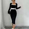 Autumn Winter Sweater Dress for Women 2024 New Arrivals Square Neck High Waist Long Knitted Dress Korean Maxi Dresses