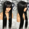 Glueless Wig With Bangs Human Hair 3x1 HD Lace Straight Human Hair Wigs For Woman Brazilian Cheap Wigs Full Machine Made On Sale