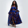 Afrikanische Kleider für Damen, Herbst, 2-teiliges Set, Damen, lange Ärmel, schulterfrei, mit Feder-Dashiki-Print, geteilte Röcke, afrikanische Kleidung