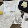 V-Neck Sexy Lace Corset Top Slim Fit Push Up Hollow Suspender Vest Adjustable Straps Off Shoulder Breathable Mesh Vest Travel