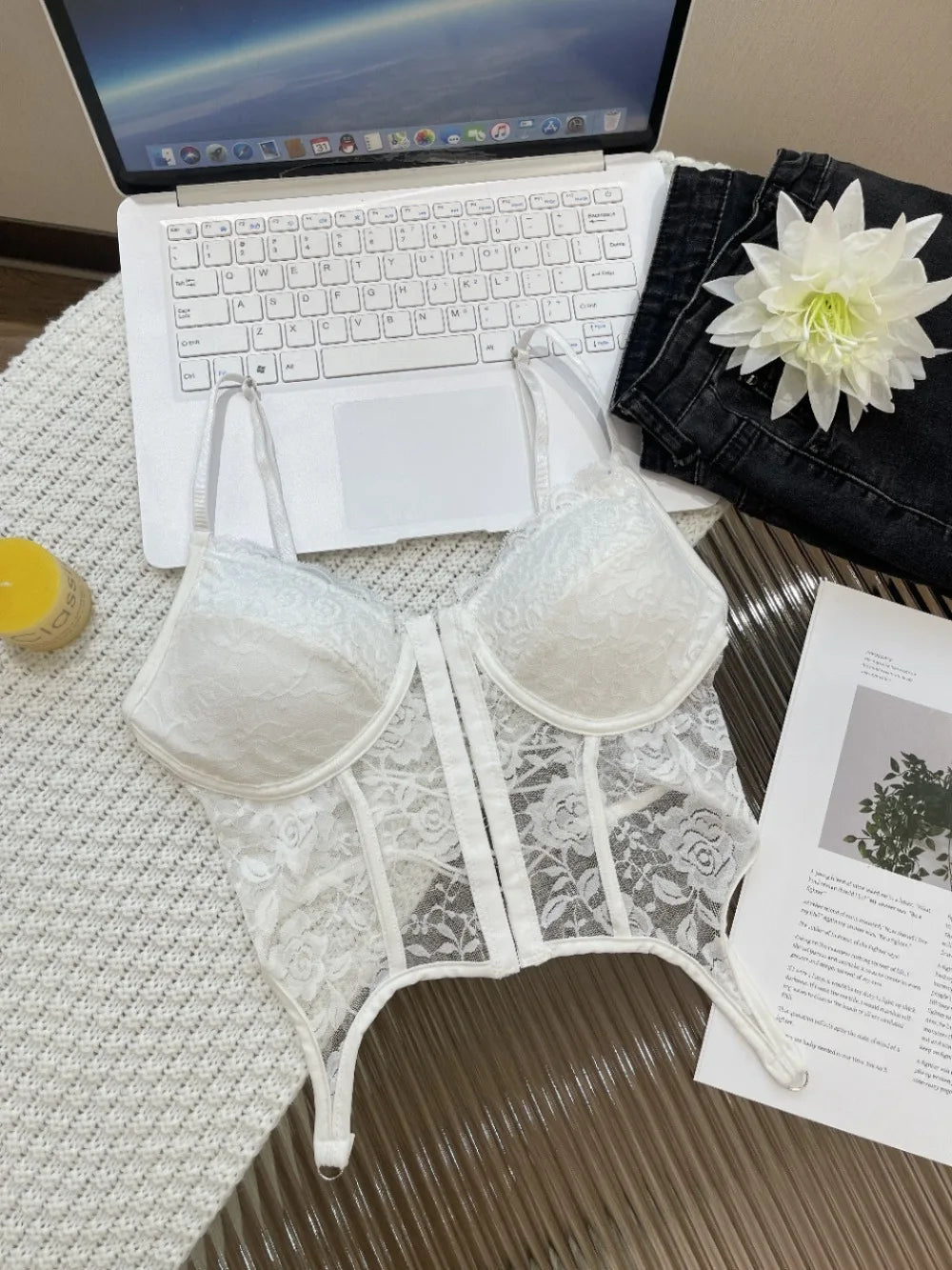 V-Neck Sexy Lace Corset Top Slim Fit Push Up Hollow Suspender Vest Adjustable Straps Off Shoulder Breathable Mesh Vest Travel