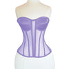 Women Mesh Corset Bustier With Cups Overbust Tight Shaping Tops Strapless Transparent Bodice Slimm Waist Wedding Lace Up Boned