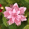 3/10Stück 14cm Weihnachtsblumen Glitzer Rot Gold Blütenkopf Weihnachtsbaumschmuck Neujahrsdekorationen für Zuhause Navidad Noel Geschenke