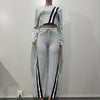 CM.YAYA Fashion Striped Splicing Women's Set Long Sleeve Sweatshirt and Sweat Pants Tracksuit 2024 Winter Two 2 Piece Set Outfit