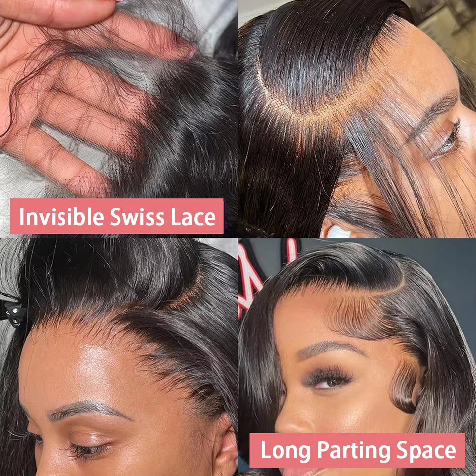Short Bob Wig Body Wave 13x4 Glueless Wig Human Hair Brazilian Ready To Wear 4x4 Lace Frontal Closure Wig for Women Preplucked