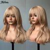 Honey Caramel Ombre Wig Layered Straight Lace Front Wig With Bangs Honey Blonde 13x4 HD Lace Wig Clearance Synthetic For Women