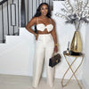 Pants Sets Women Sexy Camisole Top Straight Trousers 2 Piece Suit 3d Flower Backless Spaghetti Strap Tops Summer Outfits 2026
