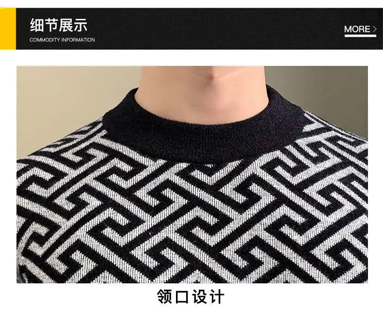 Herbst Winter Samt Strickpullover Herren Langarm Rundhalspullover Slim Fit Business Freizeit Strickwaren Tops Herrenbekleidung