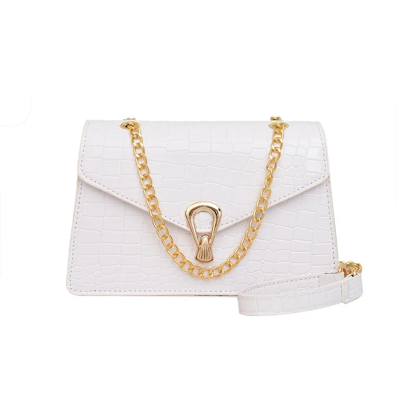 Crocodile Pattern Shoulder Bags For Women Fashion Chains Squre Bag Purse Female Pu Leather Crossbody Handbag Daily Phone Clutch