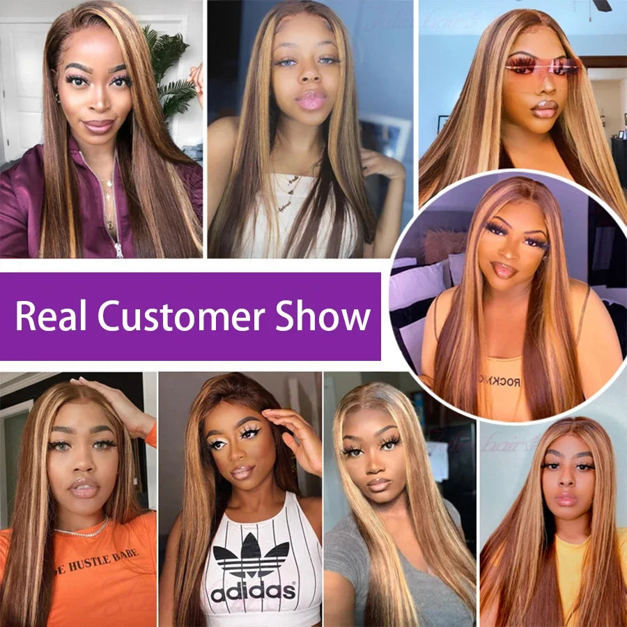 Highlight Ombre Bone Straight 13x6 Lace Frontal Wig Human Hair 13x4 Honey Blonde Lace Front Wig 4x4 Colored Human Hair Wigs Sale