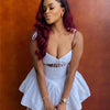 Hollow Ruched  Dress Women Square Collar Lace-up Shoulder Strap Backless Sleeveless Ruffles Street Trend Mini Bodycon