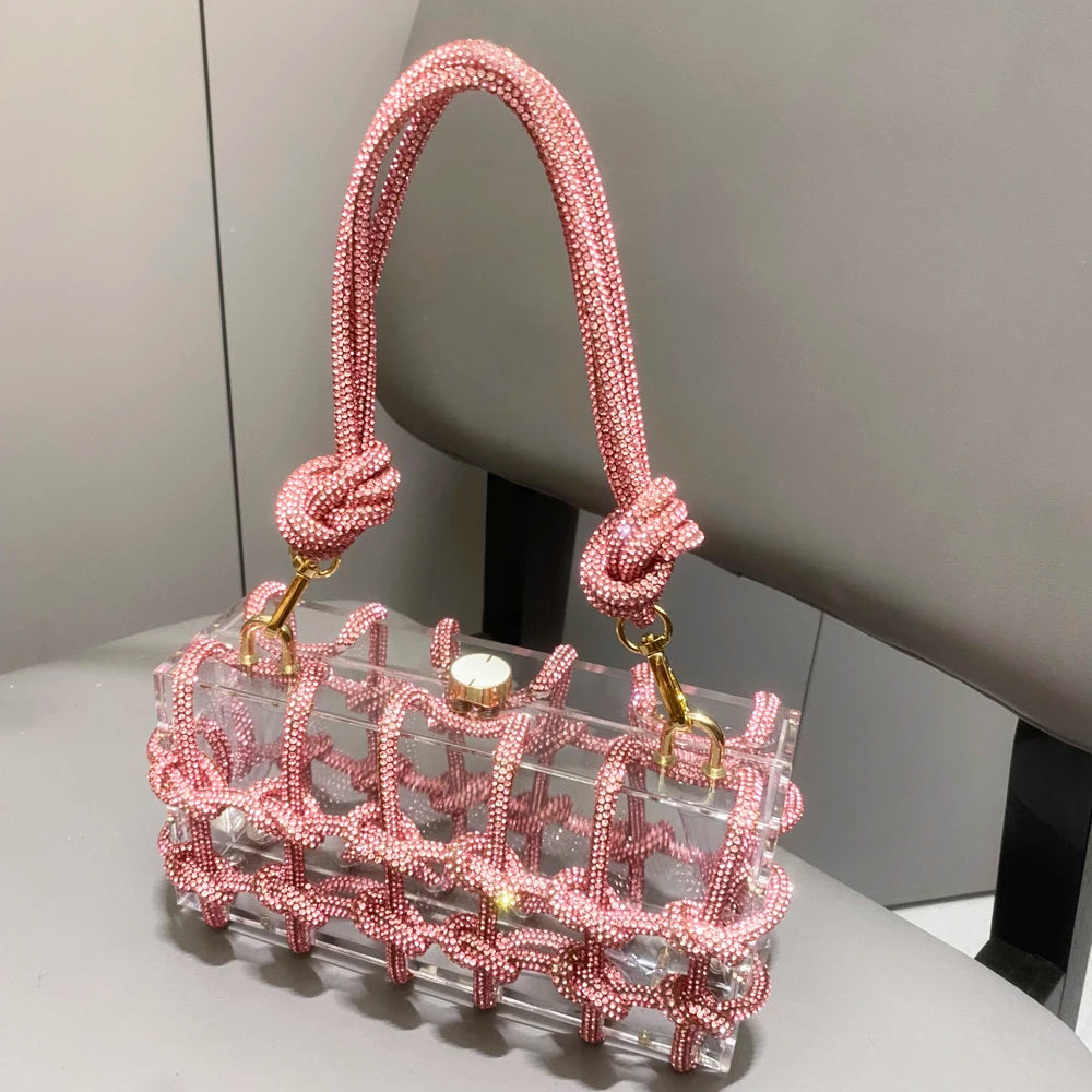 Abendtasche mit Strasssteinen, silberne, handgefertigte Handtasche mit Kristallbesatz für Damen, Geldbörsen und Handtaschen, luxuriöse Designer-Banketttasche