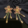 Zircon Purple Delicate Flower Water Drop Fringed Earrings