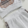0-24M Baby Girls Autumn Clothes Newborn Toddler Long Sleeve Plaid Bear Pattern Tops Sweatshirt Pants Outfits Tracksuits