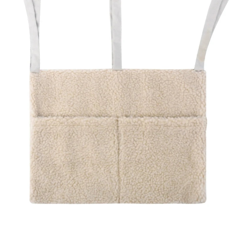 Neuer dicker Plüsch Babybett Hängetasche Tragbare Doppeltaschen Neugeborenen-Bett Spielzeug Organizer Tasche Bettkopfteil Aufbewahrungstasche