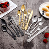 Golden Stainless Steel Cutlery Set Royal European Spoon Fork Complete Tableware Retro Design Dishwasher Safe Elegant Flatware