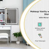 Makeup Vanity Set with Mirror and Light, Storage Drawer, Chair and Shelf, Adjustable Brightness Makeup Vanity with Light