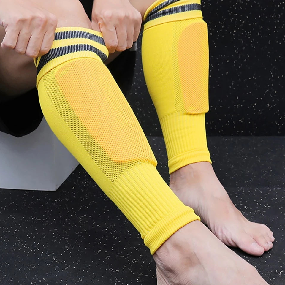 Loogdeel Adult Leg Warmers Elastic Soccer Shin Guard Calf Socks Over Knee Men Sports Compression Protection Long Sleeve Training