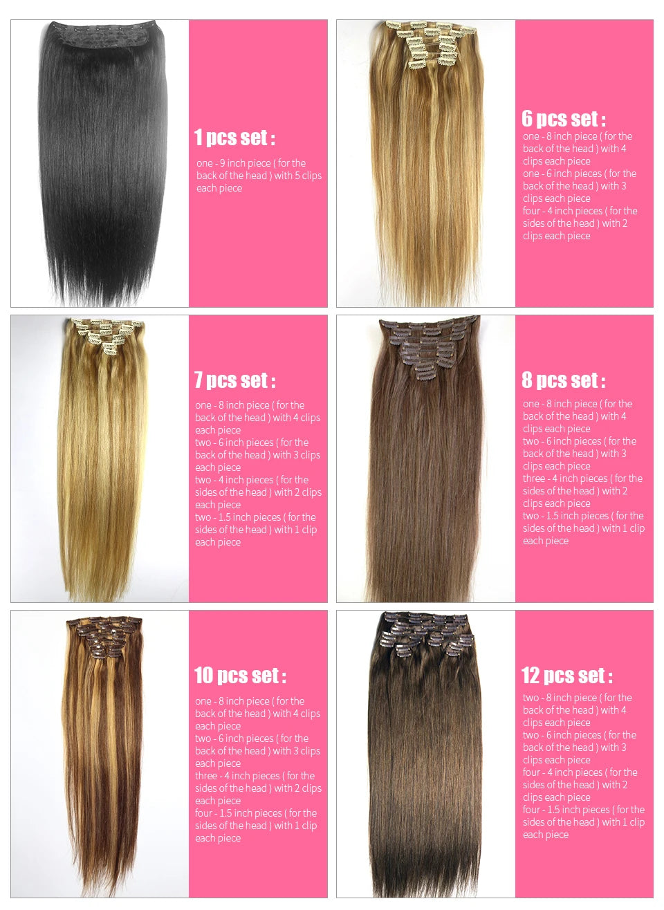 ZZHAIR 100% Brazilian Human Remy Hair Extensions 16"-26" 1Pcs Set 100g-200g One Piece 5 Clips In Natural Straight