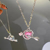 Y2K Rosa Planet Herz Zirkon Anhänger Halsketten Frauen Mode Ästhetische Schlüsselbeinkette Halskette Valentinstag Geschenk Party Schmuck
