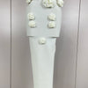 Sexy Fashion White Elegant Strapless Flower Bodycon Long Dress Women Casual Streetwear Club Birthday Party Slim Elegangt Dresses