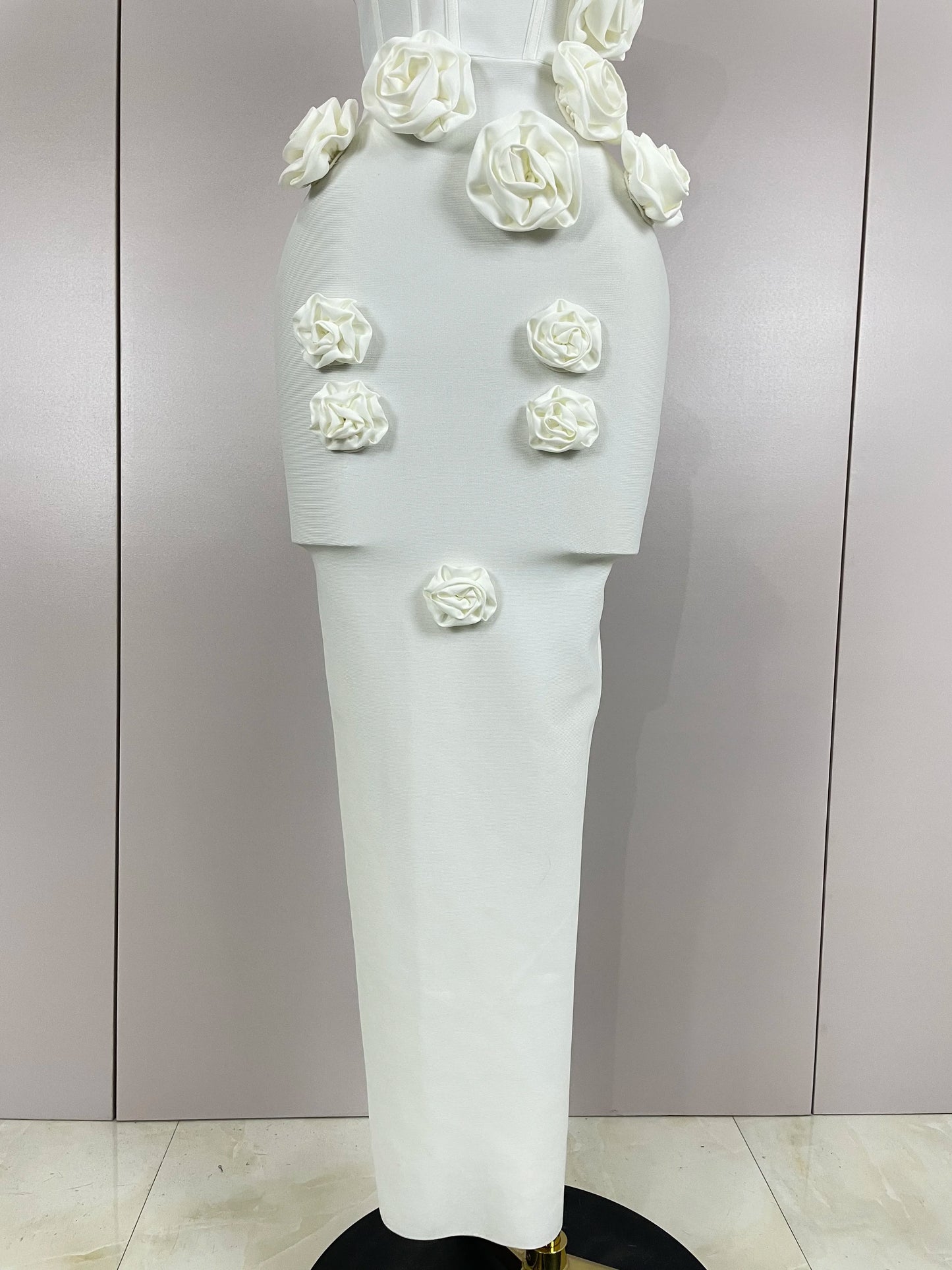 Sexy Fashion White Elegant Strapless Flower Bodycon Long Dress Women Casual Streetwear Club Birthday Party Slim Elegangt Dresses