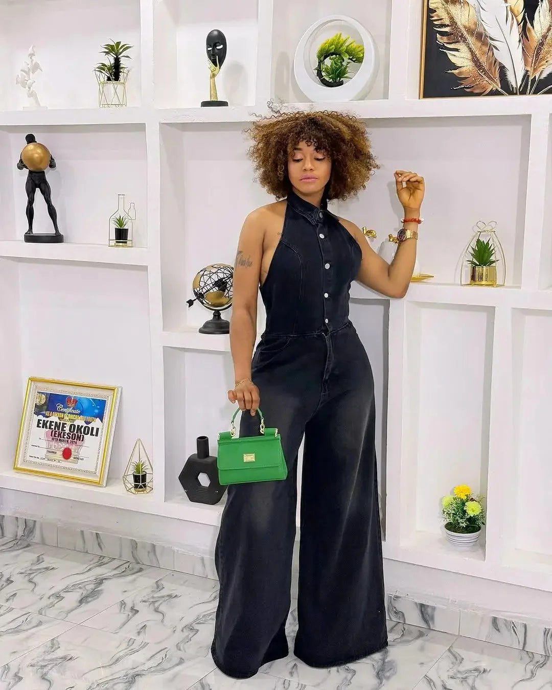 Summer New Style Women's Jumpsuit High Waist Denim Sleeveless Collared Pant One Piece Suit Chinese Manufacturer Origin