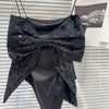DEAT Sequin Big Bow Jumpsuit Suspender Vest For Women 2024 Summer New Fashion Celebrity Solid Color Camisole Female 11XX9197