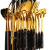 LMETJMA 24 Pcs Flatware Set Stainless Steel Knives Forks Spoons Cutlery Set Service for 6 Kitchen Utensil Tableware Set JT378