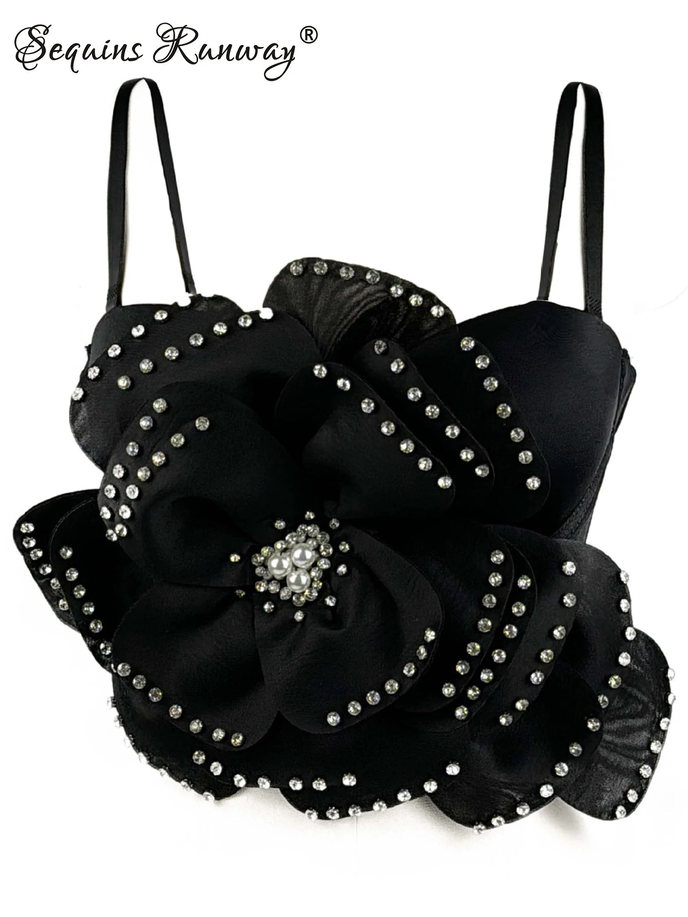 Sexy pink white flower corset crop top women clothing summer body cropped beading bra club party tops woman 2026 halter tank top