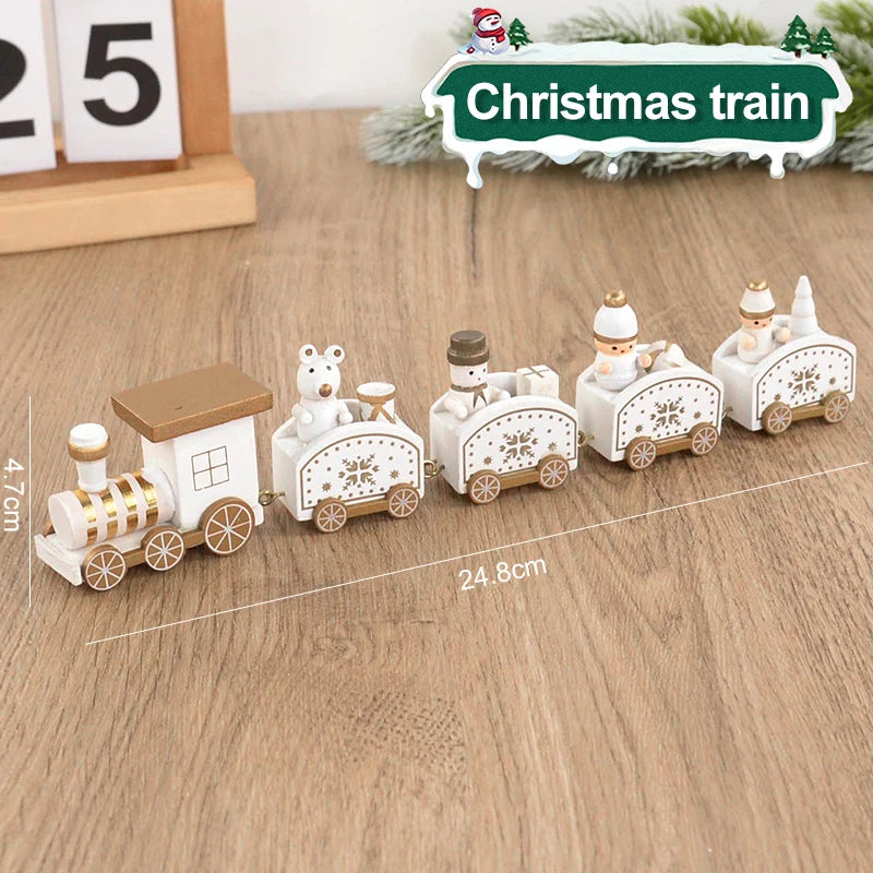 Weihnachten Holzeisenbahn Frohe Weihnachten Dekorationen für Zuhause 2024 Weihnachtsbaumschmuck Navidad Noel Kindergeschenk Frohes Neues Jahr 2025