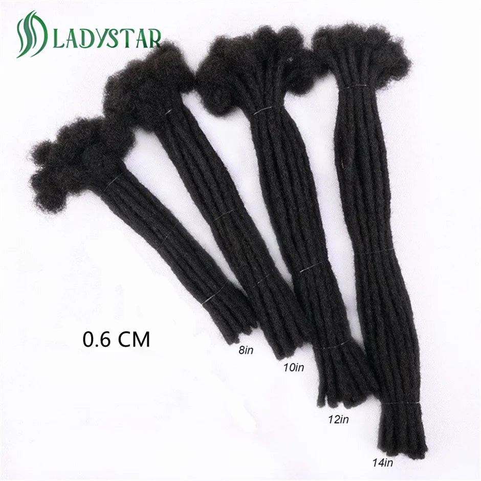 Dreadlock Extensions Human Hair For Men/Women Crochet Braids 100% Human Hair Handmade Loc Extension 0.6 cm Dreadlocks