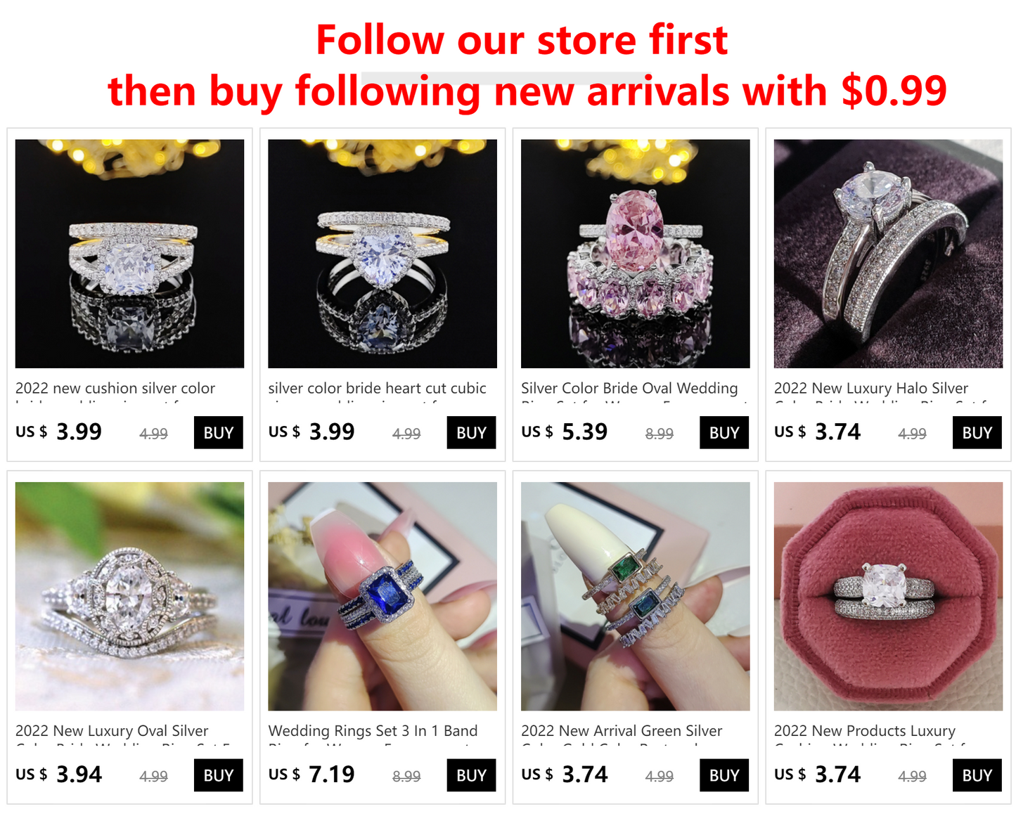 2023 New Luxury Silver Color Luxury Big Wedding Rings Set for Bridal Women Engagement Finger Party Gift Designer Jewelry R4428