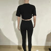 Joskaa Elegant 2 Piece Set Women Sexy Hollow Pin Short Sleeve Crop Tops and Pencil Pants Matching 2025 Summer Party Club Outfits