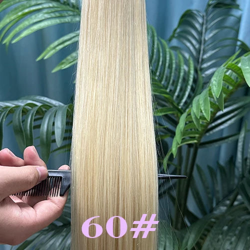 50Pcs Nano Ring Human Hair Extensions Straight Remy Micro Beads Ring Hair Extension 0.5g/0.8g/1g/Strand 12-26Inch Natural Color